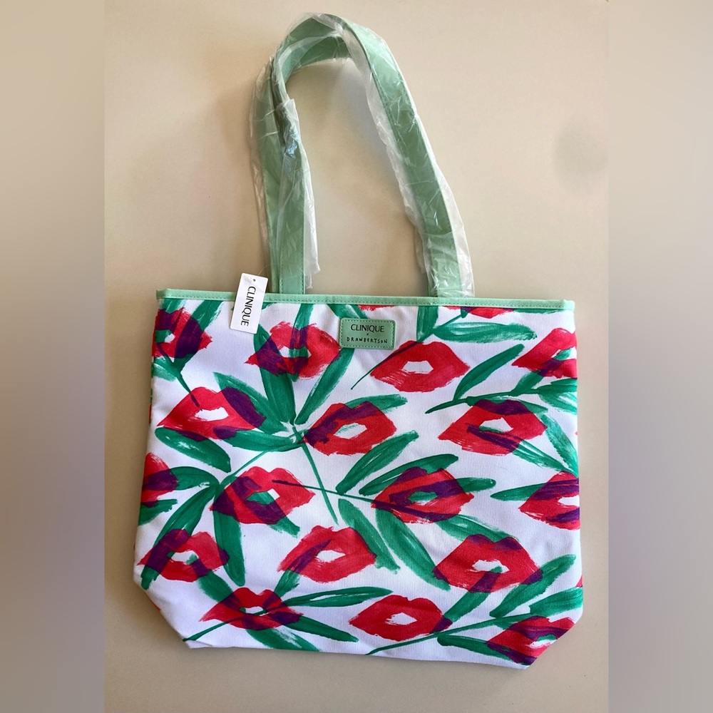 NWT Clinique x Drawbertson Floral Lips Tote